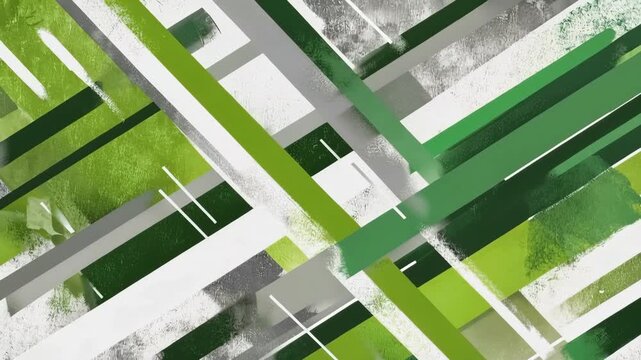 Layered green and grey linear shapes creating a textured abstract background