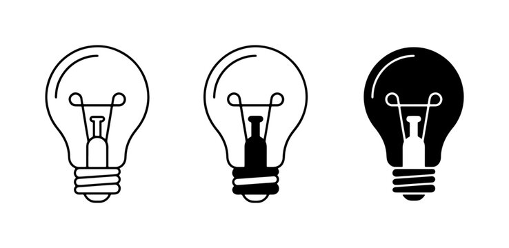 Light Bulb Icons: Simple Line Art, Silhouette, and Filled Styles for Ideas