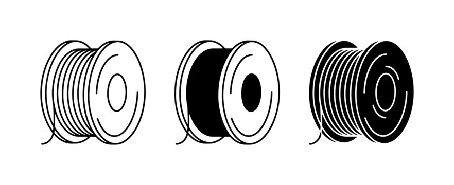 Wire Spool Icons, Thread Bobbin Set, Crafting Material Supply Graphics