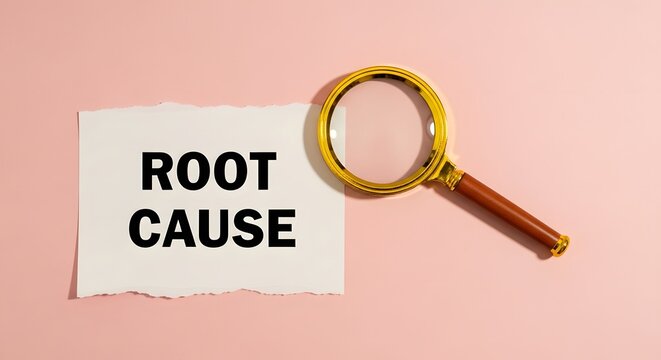 Root cause analysis rca concept with magnifying glass