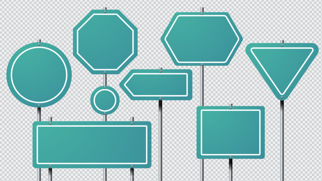 Green Blank Vector Label Set for Business Design and Road Sign Templates