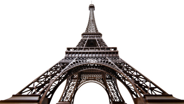 Detailed Eiffel Tower replica structure, isolated on transparent background