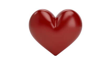 Fototapeta premium Glossy red heart shape, isolated on transparent background