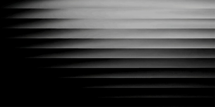 Horizontal black and white abstract striped background featuring a textured metallic steel shutter wall with corrugated iron lines and window blinds design