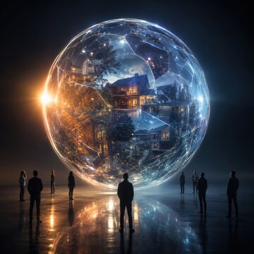 Glowing Sphere Showing Conflicting Shared Realities