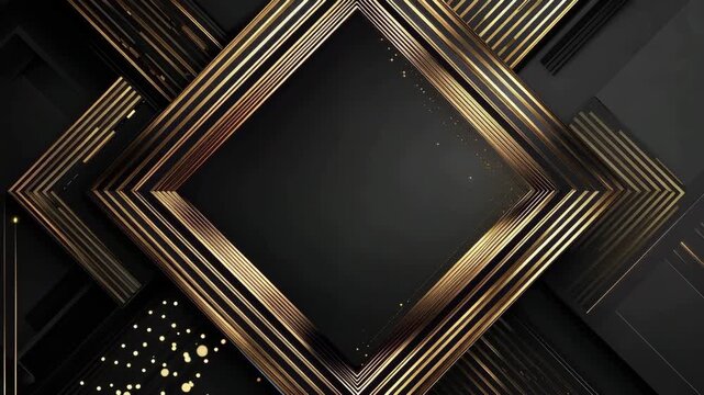 Dark luxury background featuring golden abstract lines and geometric shapes creating a modern pattern