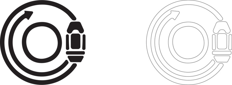 Orbital docking vector icon, automatic capture system symbol, spaceport, airlift lock, orbit trajectory and astronautics.