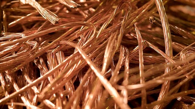 Close-Up of Shiny Copper Wire Scrap for Recycling