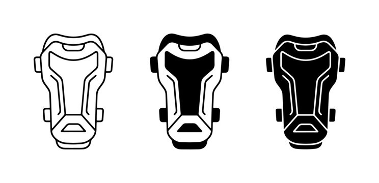 Protective Gear Icons: Knee Pads, Elbow Pads, Sports Safety Equipment Vector Set