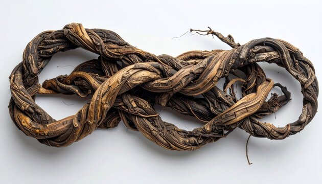 Twisted Wood Ayahuasca Vine Isolated on White