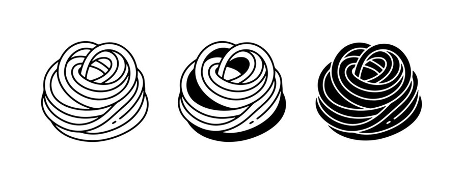 Noodle Nest Icons, Spaghetti Swirls, Pasta Bundles, Italian Food Graphics