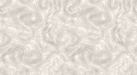 Topographic map seamless pattern, beige contour lines background, abstract geographic relief texture, elegant neutral paper surface for web design © Angel Mandik