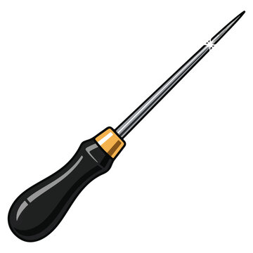 Cartoon Scratch Awl Hand Tool Vector Illustration
