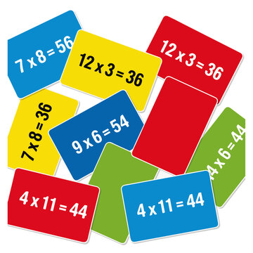 Colorful Multiplication Flash Card Math Education Vector Template