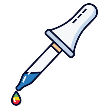 eyedropper color picker tool flat vector illustration with rainbow drop