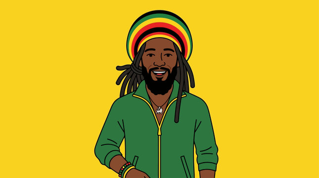 Vector Pop Art Rasta Guy - Jamaican Reggae Character Illustration