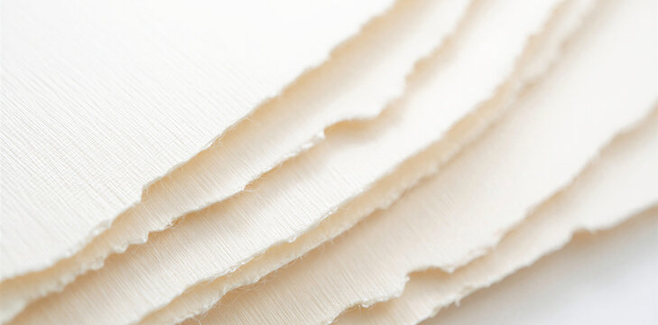 Stack of blank white handmade art paper sheets with deckled edges deckled edge texture background paper craft art supplies graphic design paper surface paper crafting design element