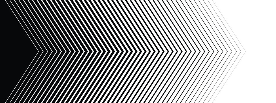 Abstract Black and White Chevron Line Pattern Background &ndash; Geometric Halftone Arrow Gradient Texture for Modern Tech Banner, Corporate Presentation Slide