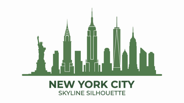 New York City Skyline Flat Vector Illustration Graphic Resources Commercial Use