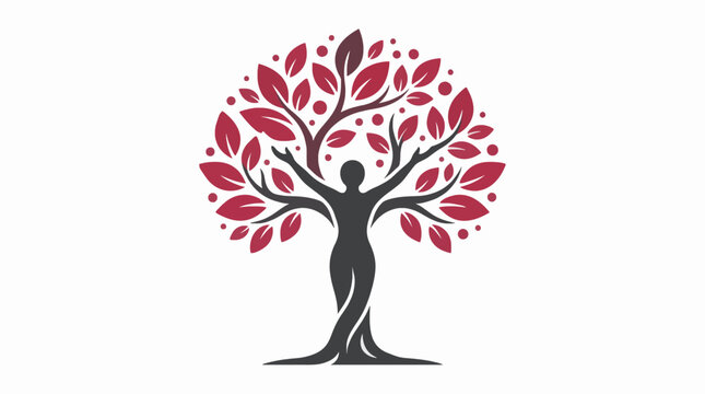 Minimalist Human Tree Logo Vector Illustration Professional Graphic Design for Commercial Use