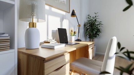 Fototapeta premium Modern Workspace with Natural Light and Stylish Decor