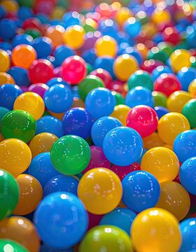 A colorful collection of plastic balls fills the frame.