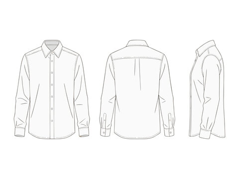 Minimalist white long sleeve button-up shirt flat lay on plain background illustration