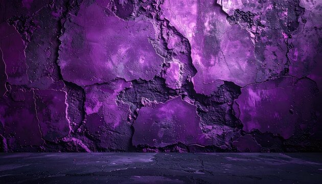 A rough, cracked purple wall and floor.