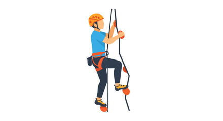Fototapeta premium Rock Climber Ascending Rope with Safety Gear, Outdoor Adventure Sport Illustration