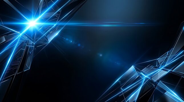 Futuristic digital network glowing with neon light in dark cyber space background
