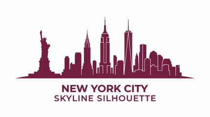 Obraz premium New York City Skyline Silhouette Flat Vector Illustration Commercial Use