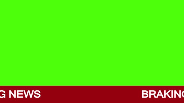 Breaking news lower third animation on green screen background.