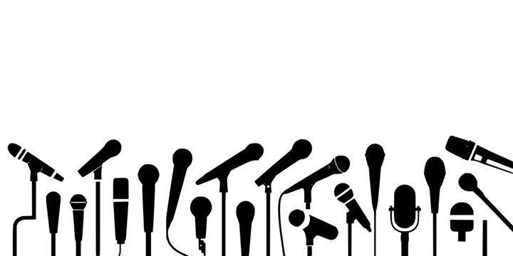 Silhouette of Diverse Human Figures in Black, Holding Signs and Tools, Stylized Crowd Scene for Social Commentary Concept