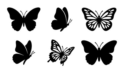 Butterfly Silhouettes Vector Icons, Insect Wing Shapes, Nature Graphics © Nazia