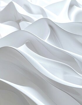 Abstract flowing white forms with soft lighting create a sense of depth and movement.