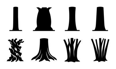 Tree Trunk Silhouettes, Nature Elements, Organic Shapes, Forest Icons © AlAmin