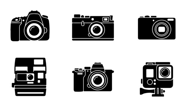 Camera Icons Set: Vintage, DSLR, Action Cam, Retro Photography Icons