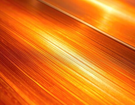 Close-up view of parallel copper wires illuminated by warm light, creating a textured pattern.