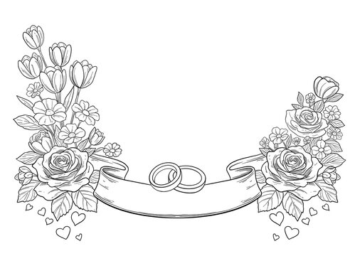 Wedding Border And Frame Elegant Floral Decorative Invitation Illustration