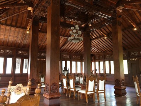 interior of joglo traditional house in Indonesia