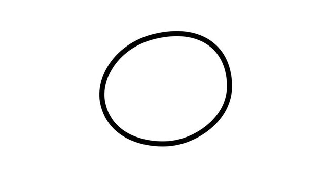 黒い手描き風の丸囲みが描かれる白背景のシンプル動画素材