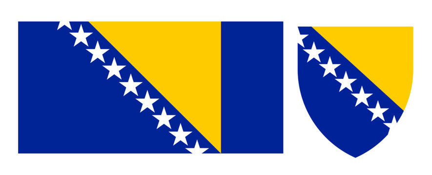Bosnia and Herzegovina national flag and coat of arms set vector