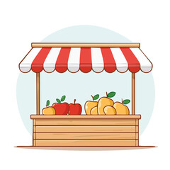 Obraz premium Fruit stand with apples and awning