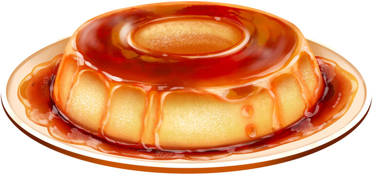 Pudim de Leite Brazilian Caramel Flan Illustration