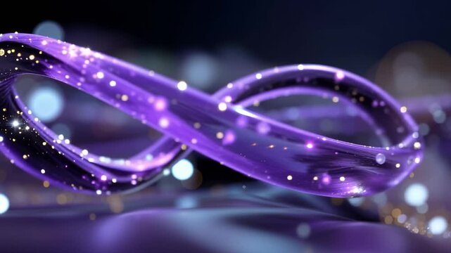Elegant purple wave glows with sparkling particles