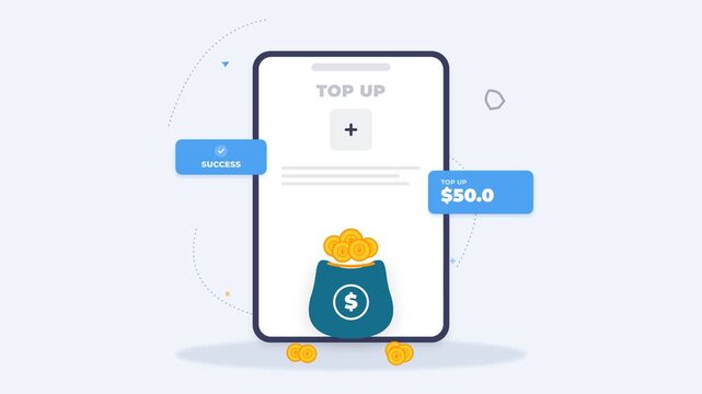 Mobile phone application interface for top up financial transaction with gold coins and success notification