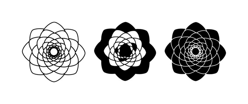 Geometric Floral Ornaments, Mandala Designs, Vector Icons
