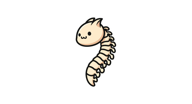 Cartoon caterpillar insect smiling face.