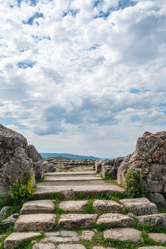 Scenic views of the archaeological remains and monumental stone walls of Hattuşa (Hattusha),  located in Boğazkale, &Ccedil;orum, this sprawling site was the fortified capital city of the Hittite Empire duri
