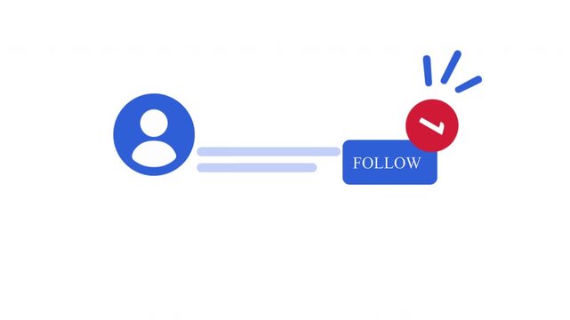 Blue Follow Button Animation, Social Media Alert, 4K Motion Graphic for YouTube and Streaming Use